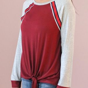 Contrasting Colors Jersey Top, Size L (10-12)